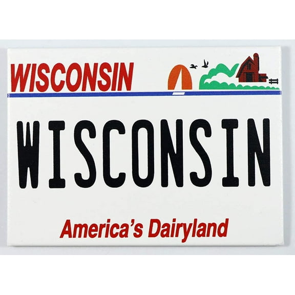 Wisconsin License Plate Fridge collector's Souvenir Magnet 2.5" x 3.5"