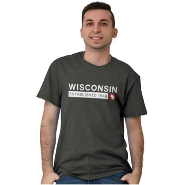 Wisconsin Map State Shape Established Men's Graphic T Shirt Tees Brisco Brands L