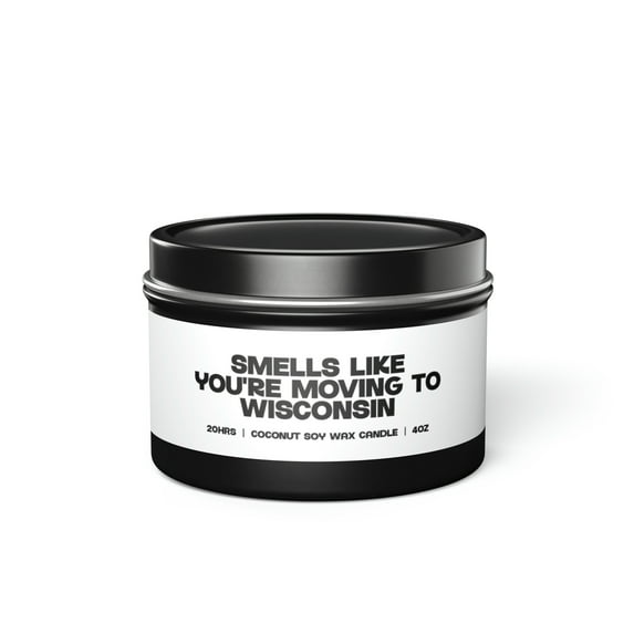 Wisconsin Moving Away Friend Family Tin Candle Gift Decor Vanilla Coffee