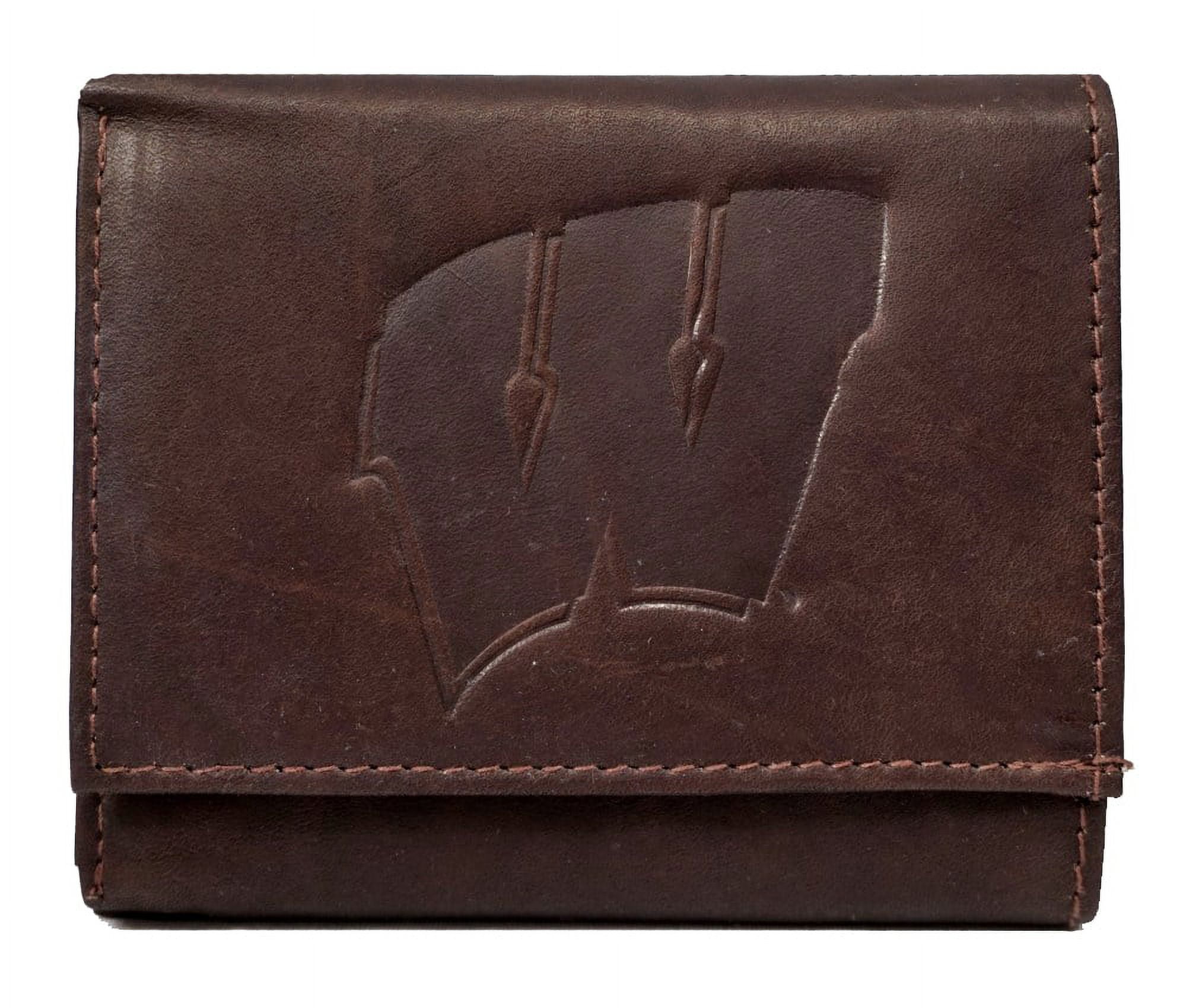 Wisconsin NCAA Badgers - Distressed Look - Embossed Logo Dark Brown ...