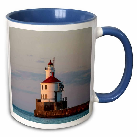 3drose, Wisconsin Point Lighthouse, Superior, Wisconsin, Usa - Us50 Cha0069 - Chuck Haney, 11oz Two-tone Blue Mug