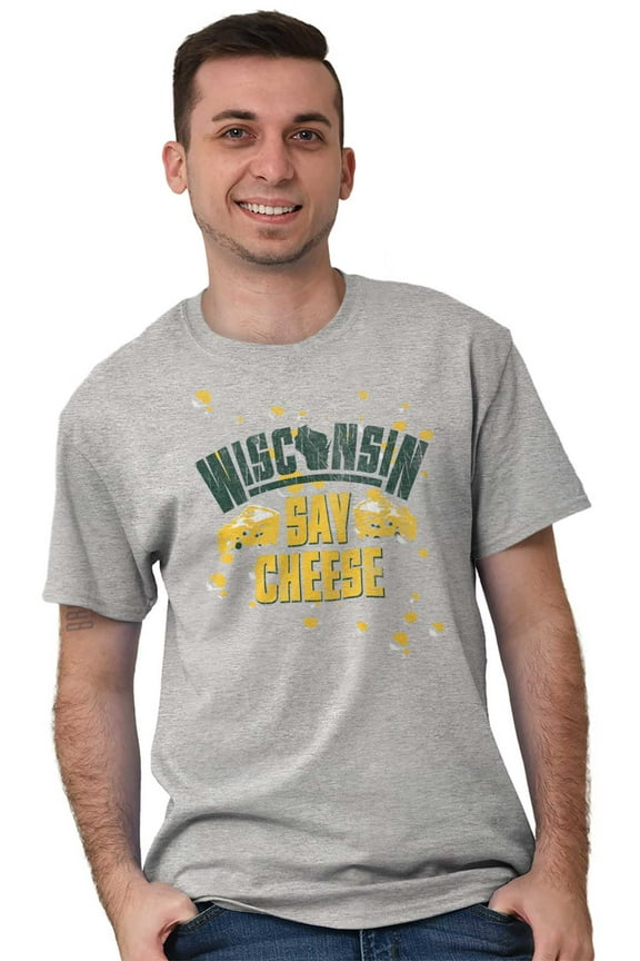 Wisconsin Say Cheese State Shape Men's Graphic T Shirt Tees Brisco Brands M