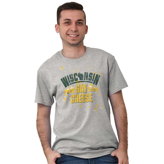 Wisconsin Say Cheese State Shape Plus Size Crewneck Graphic Tee Shirt Brisco Brands 2X