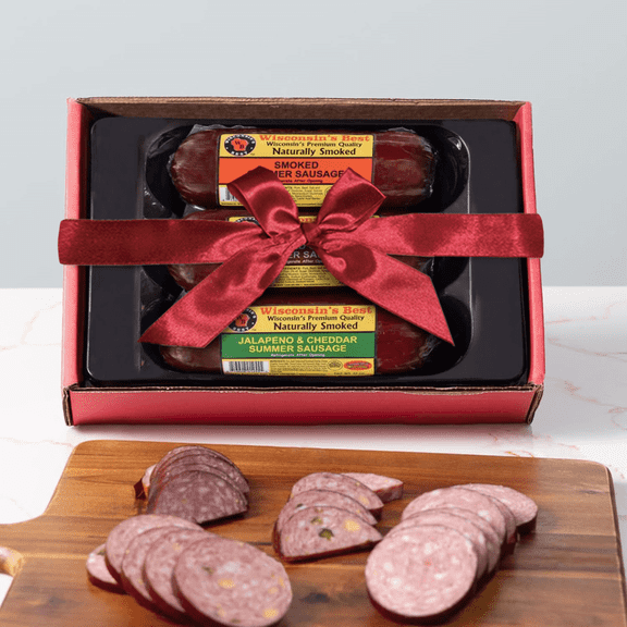 Wisconsin's Best - Smoked Summer Sausage Valentine's Day Gift Box | Great for Charcuterie | Low Carb, High Protein