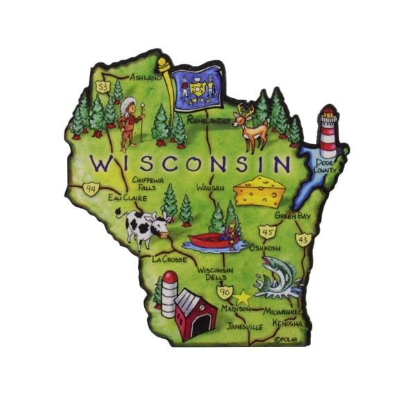 Wisconsin State Artwood Jumbo Fridge Magnet Large Refrigerator Travel Souvenir