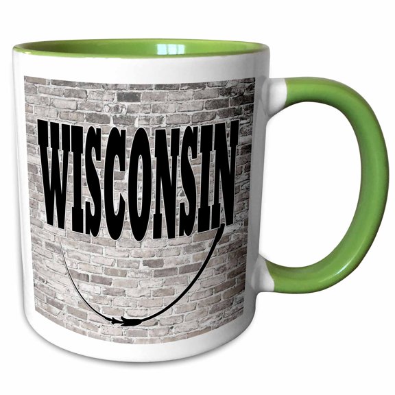 3drose, Wisconsin. State Capital Is Madison., 11oz Two-tone Green Mug
