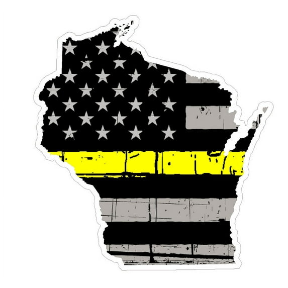 Wisconsin State (E49) Thin Yellow Line Dispatch Vinyl Decal Sticker Car/Truck Laptop/Netbook Window
