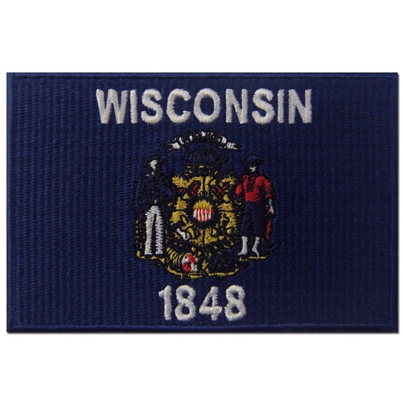 Wisconsin State Flag Embroidered Emblem Iron On Sew On Wi Patch