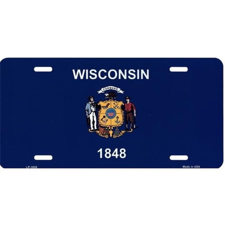 Wisconsin State Flag Metal License Plate