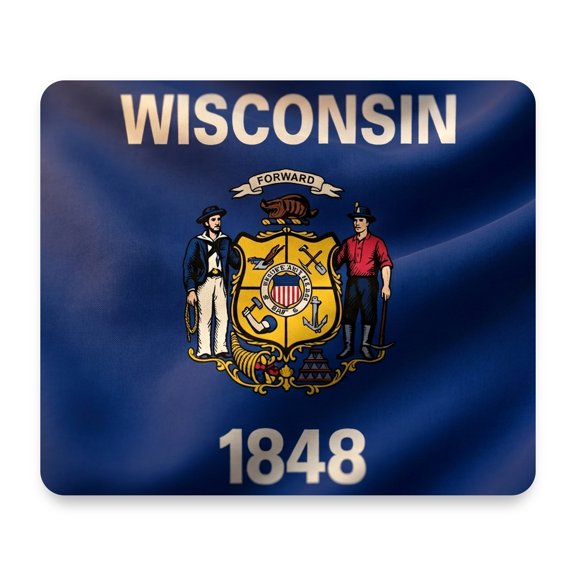 Wisconsin State Flag Mouse Pad 9.25x7.75 Non-Slip Desk Mat