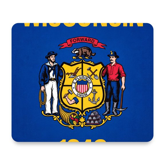 Wisconsin State Flag Mouse Pad 9.25x7.75 Non-Slip Desk Mat