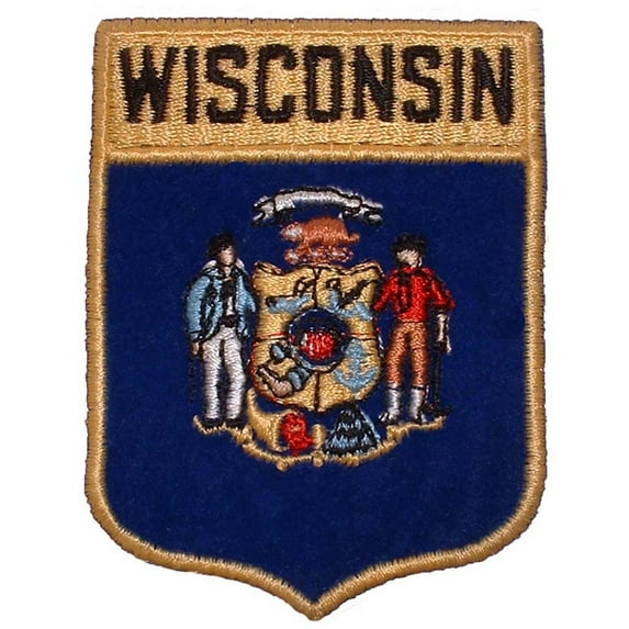 Wisconsin State Flag Shield Patch 2 7/8" x 3 1/2"