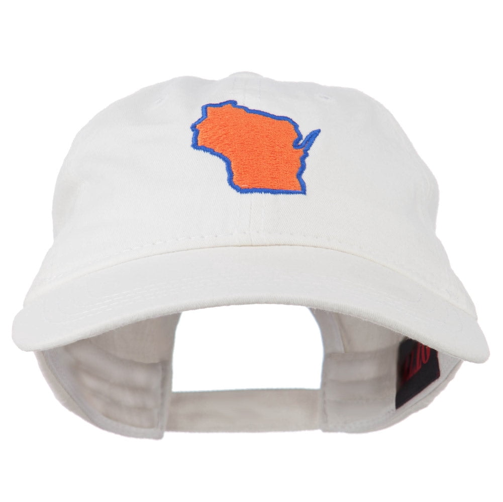 Wisconsin Cap Wisconsin State Map Embroidered Washed Cotton Cap - White OSFM ...