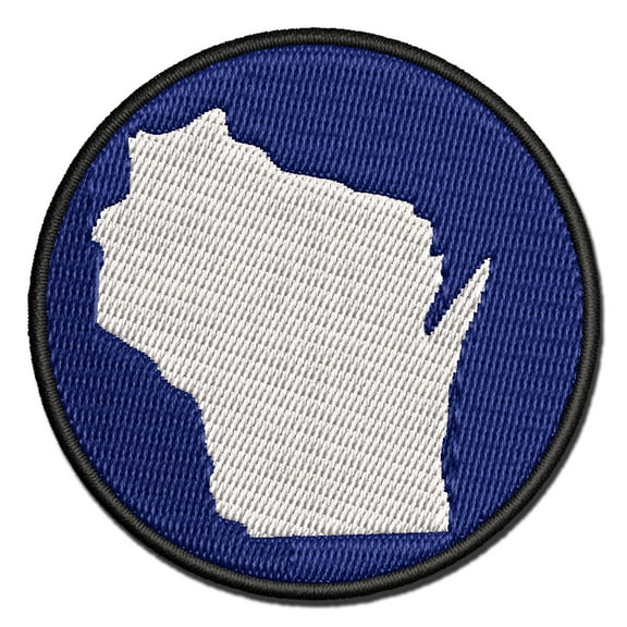 Wisconsin State Silhouette Applique Multi-Color Embroidered Iron-On Patch - 2.0 Inch Mini