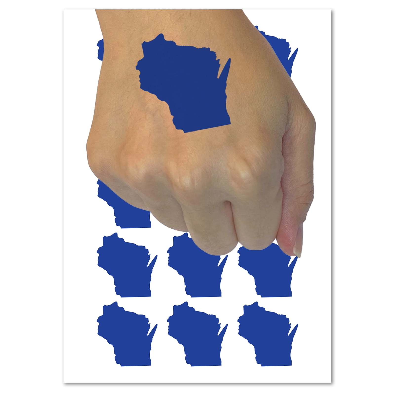 Wisconsin State Silhouette Water Resistant Temporary Tattoo Set Fake