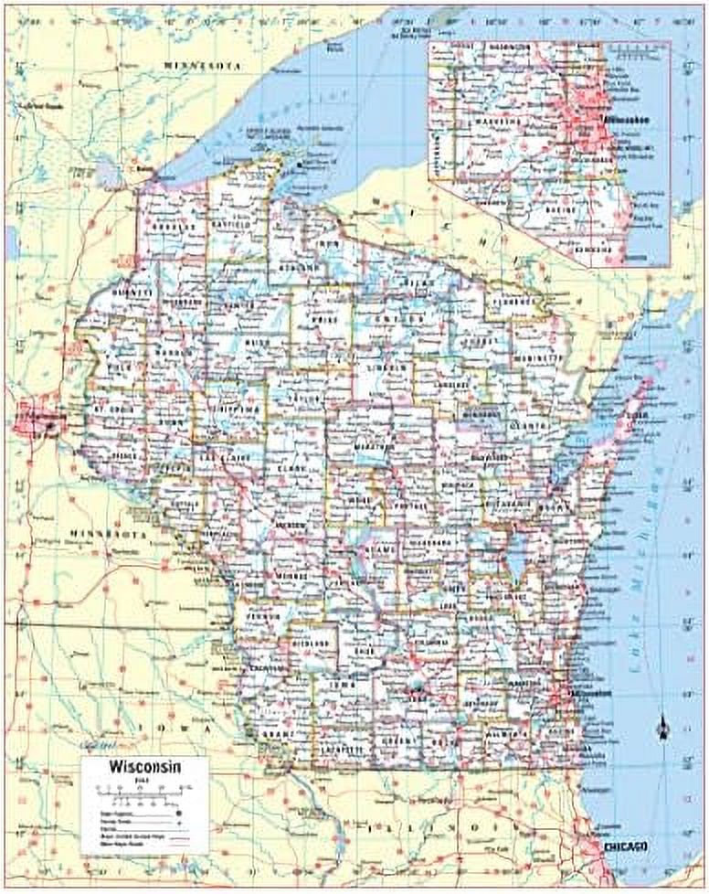 Wisconsin Wall Map vrogue.co