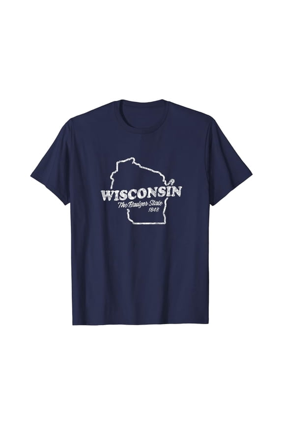 Wisconsin T-Shirt Vintage Graphic Tee WI the Badger State