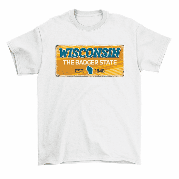 Wisconsin The Badger State Est 1848 Map Gift T-Shirt Men Women