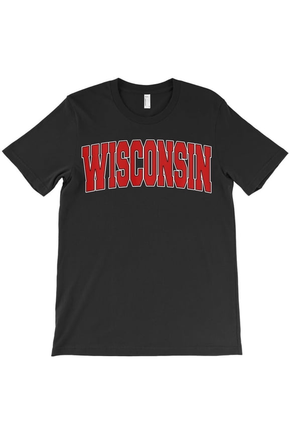 Wisconsin USA State WI Funny Varsity Style Sports Pullover H14690 Unisex T-Shirt, Up to 5XL Available