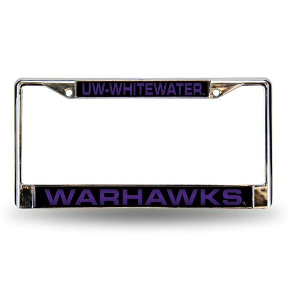 Wisconsin UW Whitewater NCAA Warhawks Chrome Metal License Plate Frame Holder