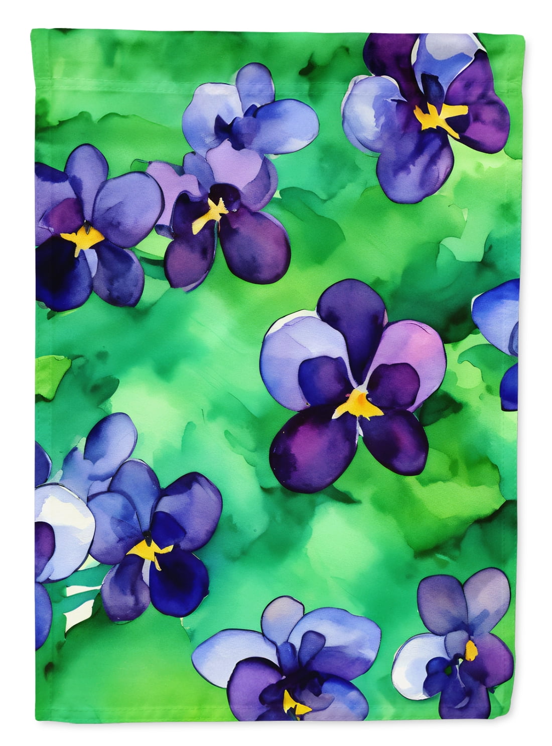 Wisconsin Wood Violets in Watercolor House Flag 28 in x 40 in