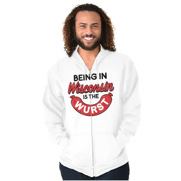 Wisconsin Wurst Meat Lovers Pun Funny Zip Up Hoodie Men's Women's Brisco Brands M