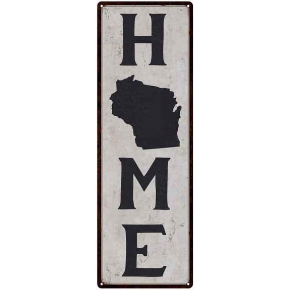 Wisconsin is My Home Vintage Chic Wall Decor 6x18 Metal Sign 106180025048