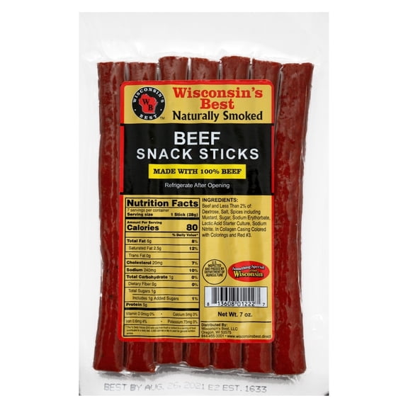 Wisconsin's Best Beef Protein Snack Meat Sticks, 7 oz.