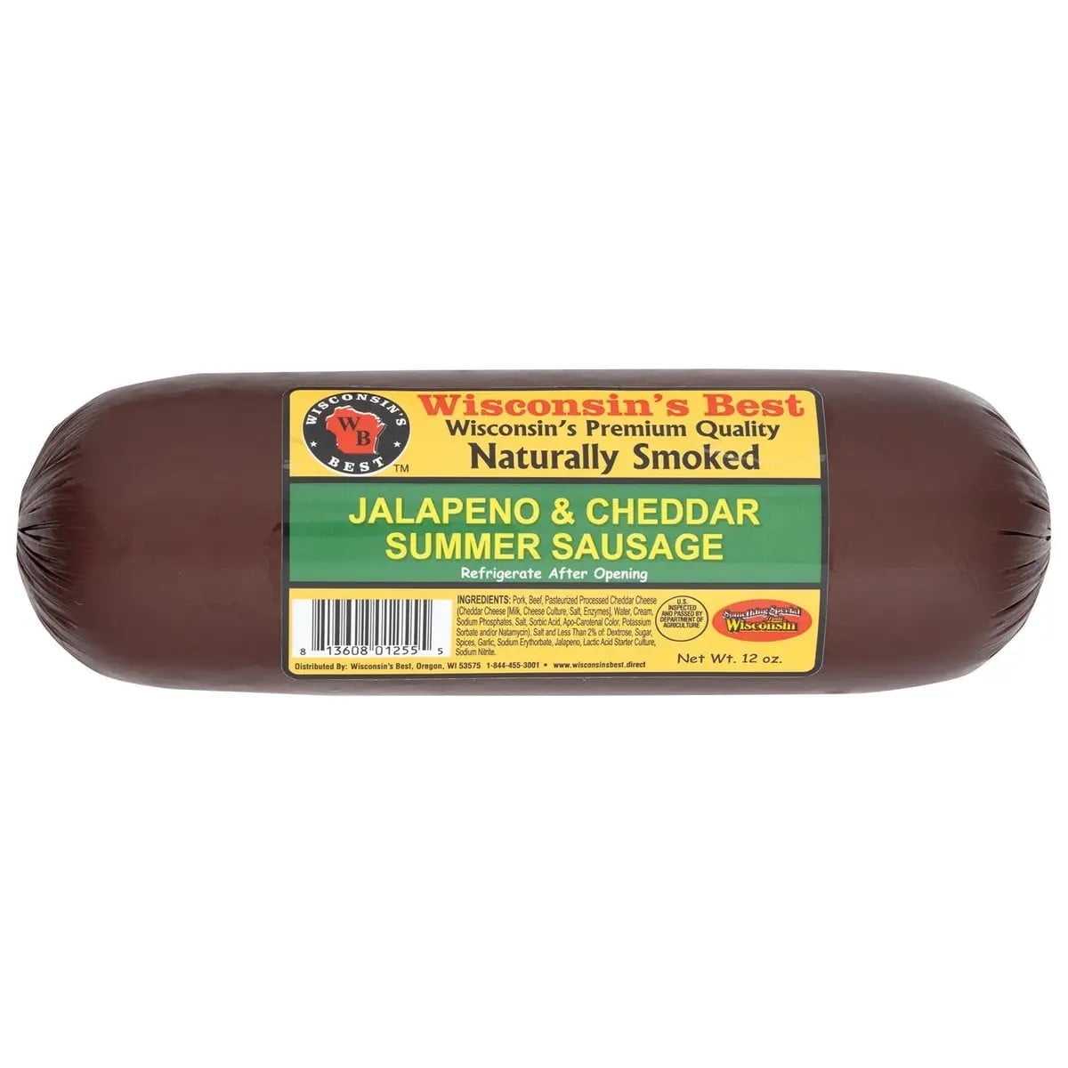 Wisconsin's Best Jalapeno Cheddar Summer Sausage 12oz, 100