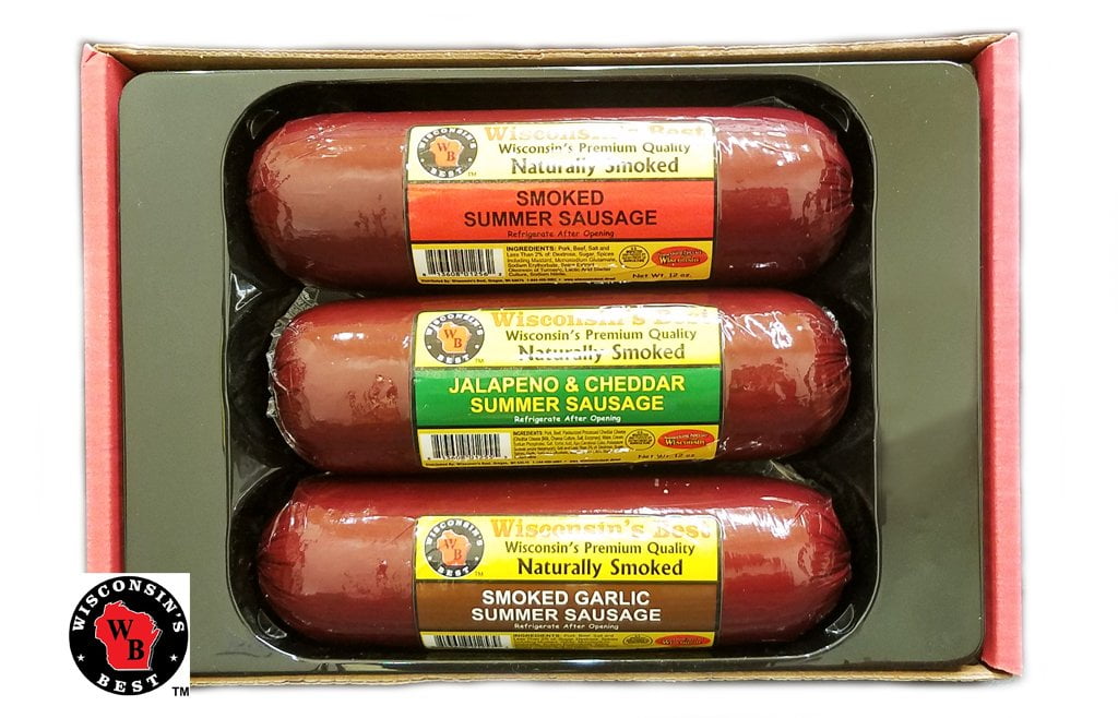 Wisconsin's Best Summer Sausage Sampler, Meat Gift Box (Pack of 312oz