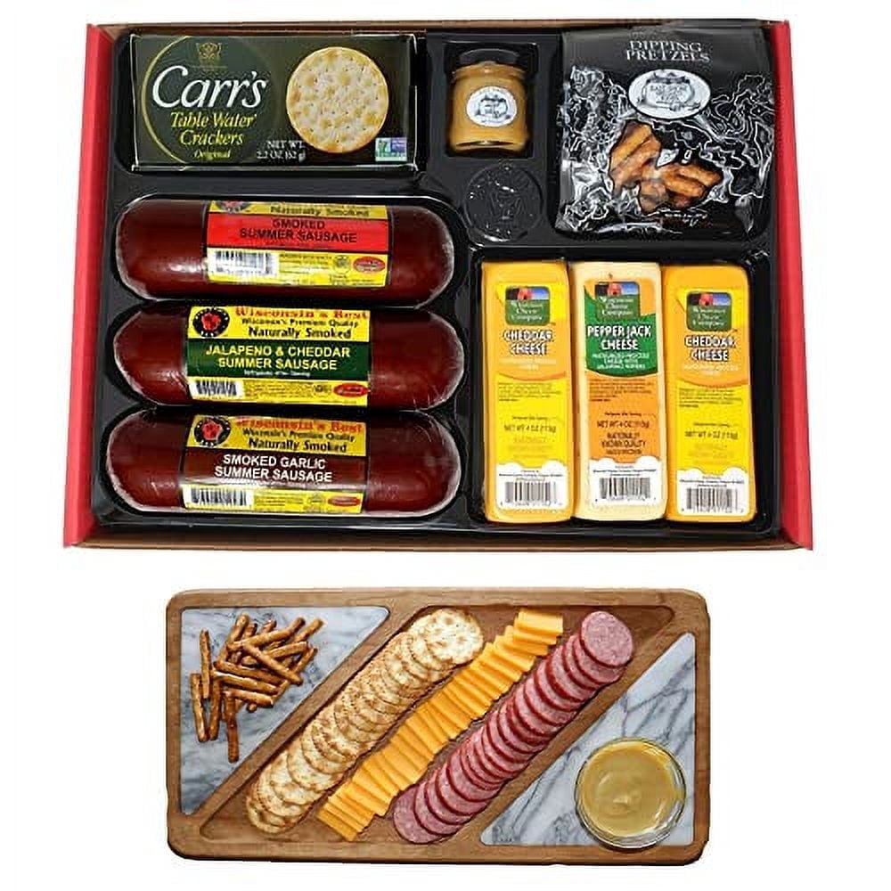 Wisconsin's Best & Wisconsin Cheese Company's Ultimate Cheese & Sausage (9 Piece). Perfect Christmas Gift, Holiday Gift, Food Gift Set