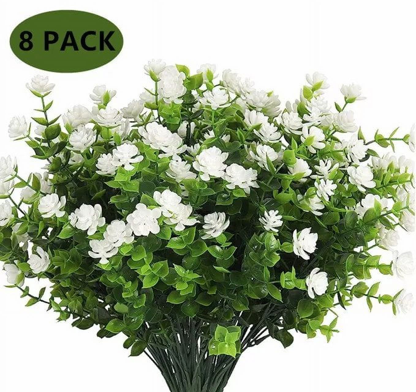 Wisdom 8pcs Artificial Camellia Flowers for Outside, UV Resistant Faux