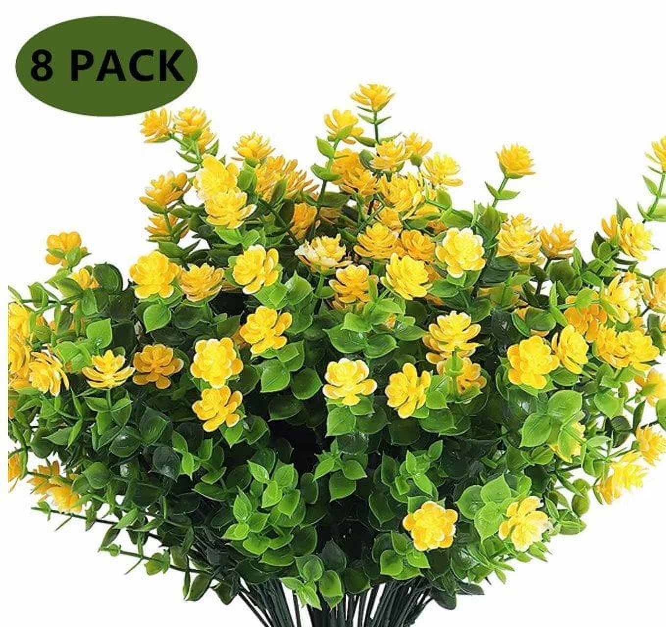 Wisdom 8pcs Artificial Camellia Flowers for Outside, UV Resistant Faux