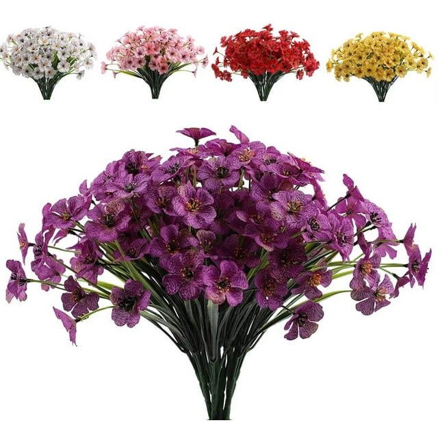 Wisdom Artificial Outdoor Flowers,6 Bundles UV Resistant Flowers