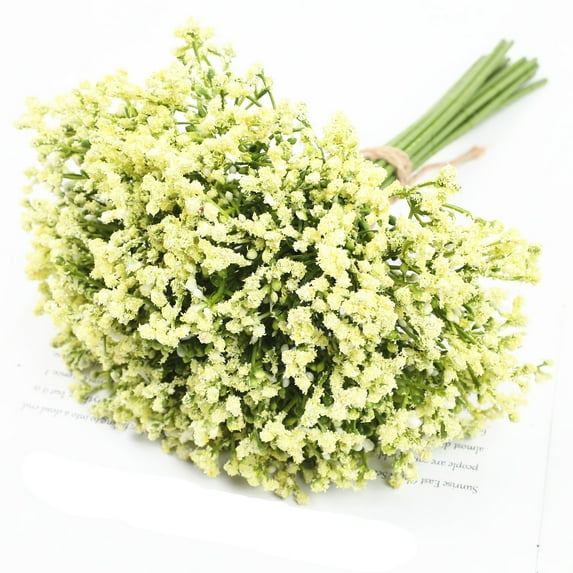 Wisdom Artificial plants,16pcs Babys Breath Artificial Flowers for Decoration Fake Gypsophila Bouquet for Flower Arrangement Light,Yellow