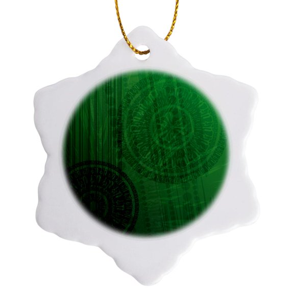 3drose, Wisdom – Green Meditation Medallion, 3 inch Snowflake Porcelain Ornament