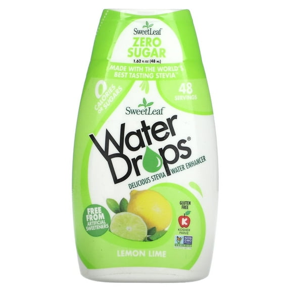 Wisdom Natural, SweetLeaf, Water Drops, Delicious Stevia Water Enhancer, Lemon Lime, 1.62 fl oz (48 ml) Pack of 4