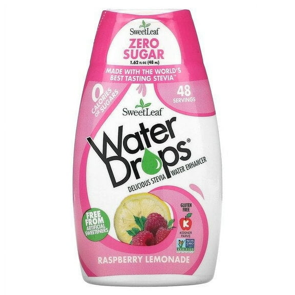 Wisdom Natural, SweetLeaf, Water Drops, Delicious Stevia Water Enhancer, Raspberry Lemonade, 1.62 fl oz Pack of 4