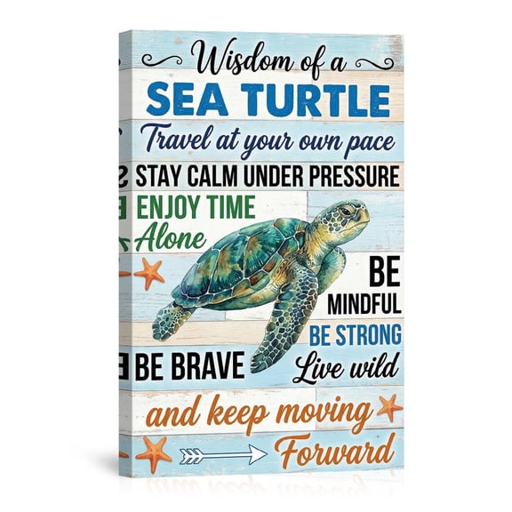 Wisdom Of A Sea Turtle Inspirational Quote Nautical For Beach Themed Home Canvas