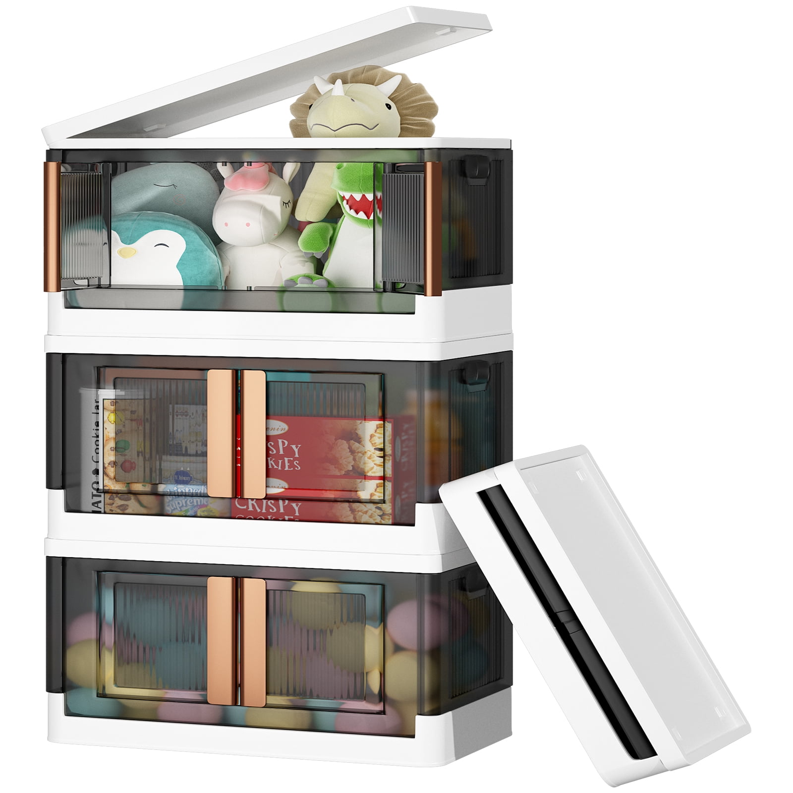 Karramlili Storage Bins with Lids - Plastic Storage Bins Stackable Storage  Bins with Doors, 11Gal Folding Storage Box for Closet Organizers,  Collapsible Storage Bins with Wheels for Home Room Storage 
