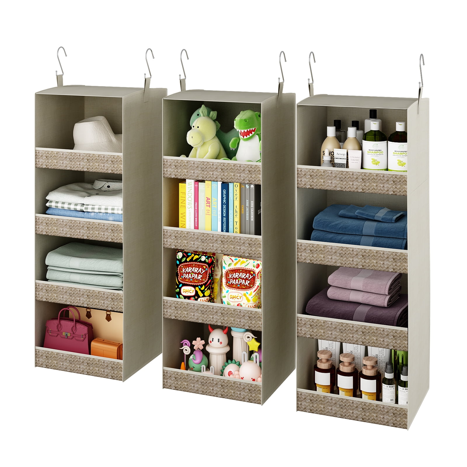 Wisdom Star 4Shelf Hanging Organizer, 3Pack Closet Hanging Shelves