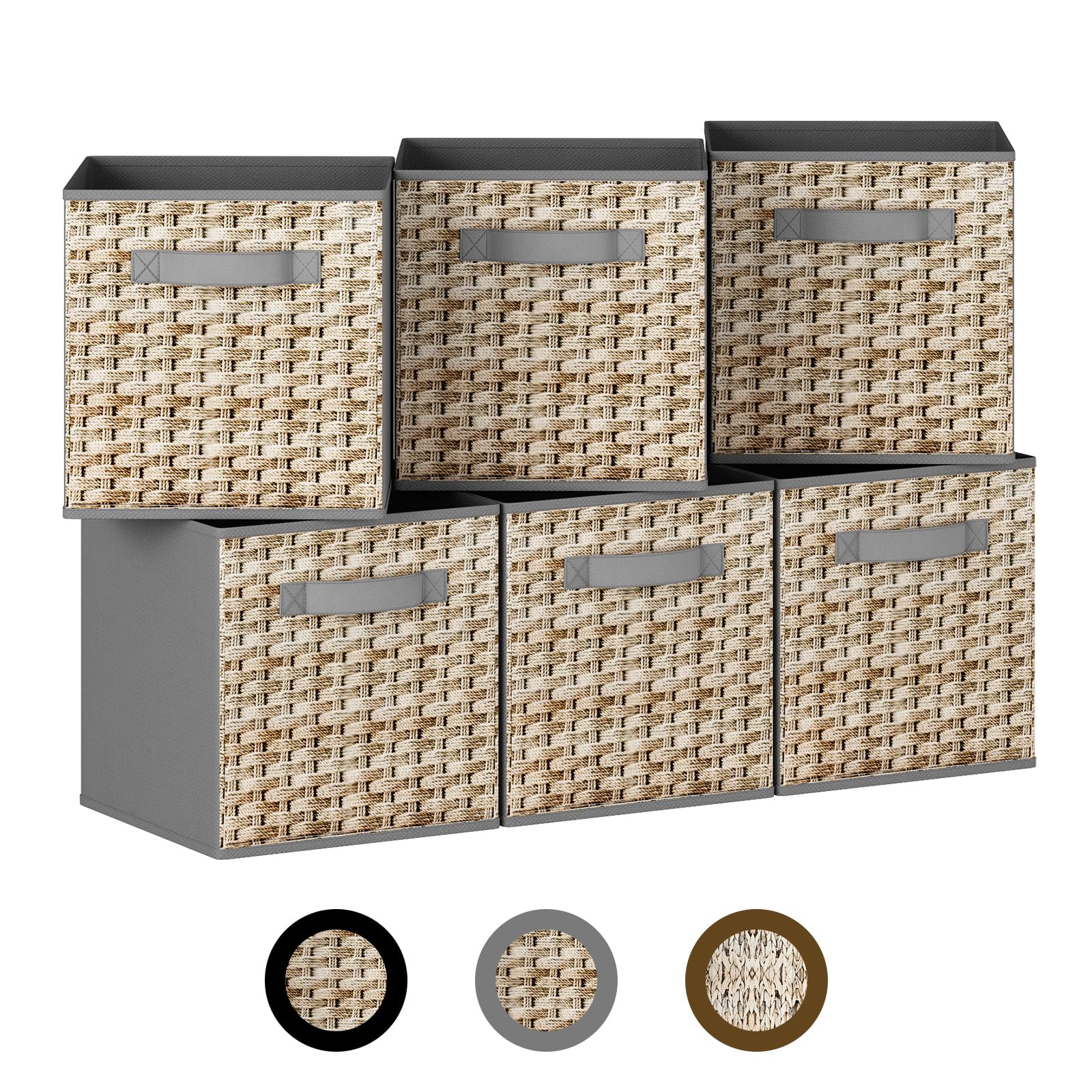 Wisdom Star 6 Pack Fabric Storage Cubes. 11 Inch Cube Storage Bins with ...