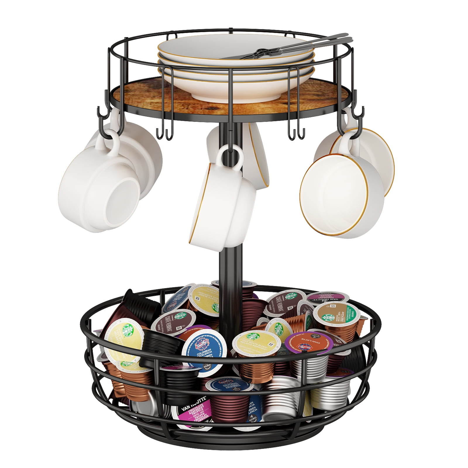 Wisdom Star Carousel Coffee Pod Holder Basket, K Cup Organizer for