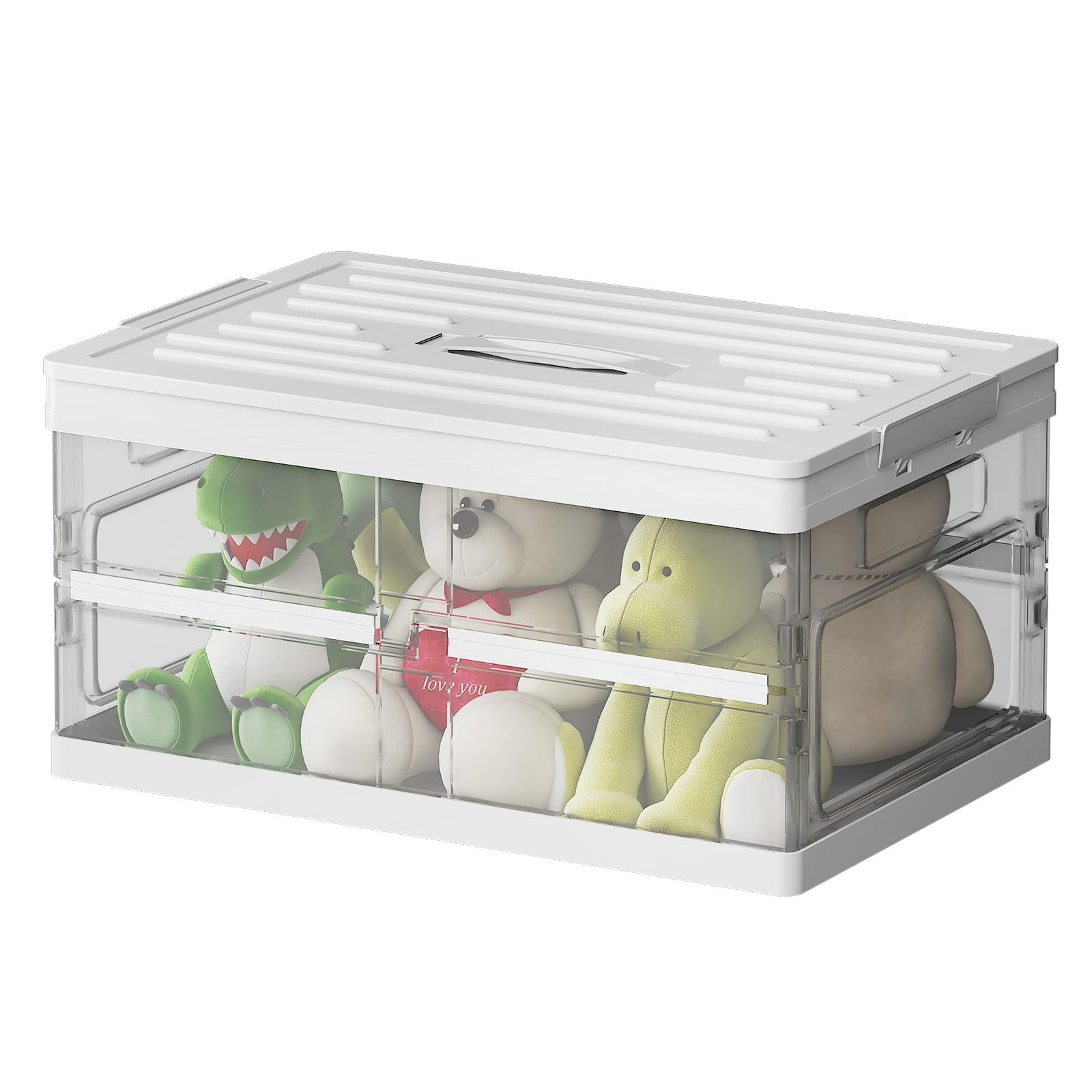 Wisdom Star Collapsible Storage Bins with Lids, Clear Plastic