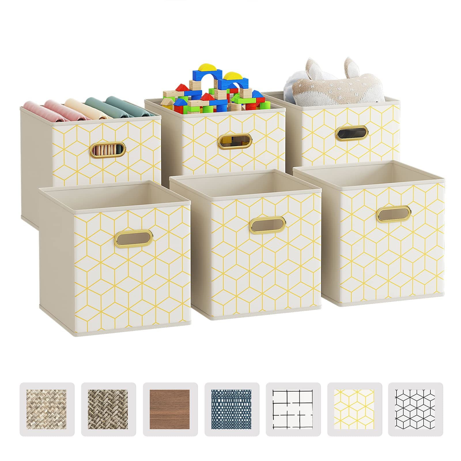 Wisdom Star 6 Pack Fabric Storage Cubes with Handle, Foldable 12 Inch Cube  Storage Bins, Storage Baskets for Shelves, Storage Boxes for Organizing