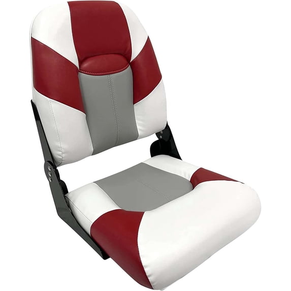 Wise 1461-1774 Baja Series High Back Boat Seat, Brite White / Grey / Dark Red