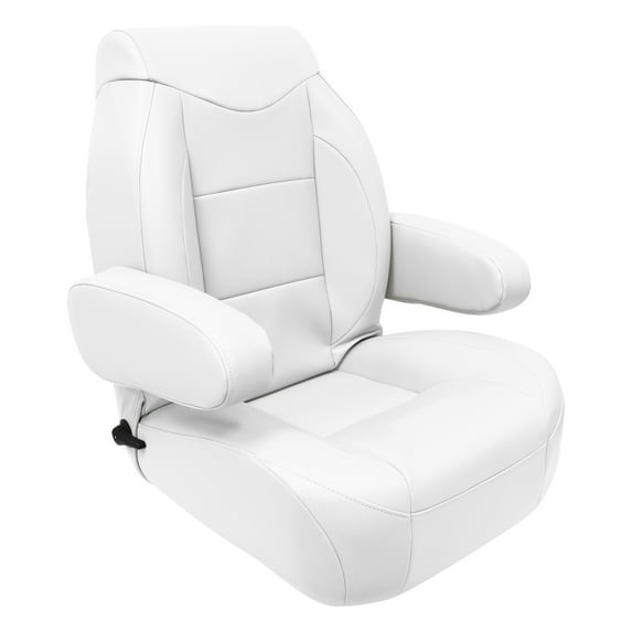 Wise 3126-784 Premier Series High Back Pontoon Reclining Helm with Flip Up Arm Rests, Brite White