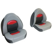 Wise 3303-1881 Pro Angler Tour Series Bass Boat Bucket Bucket Seats - 2 Unit Set, Marble / Regal Red / Charcoal
