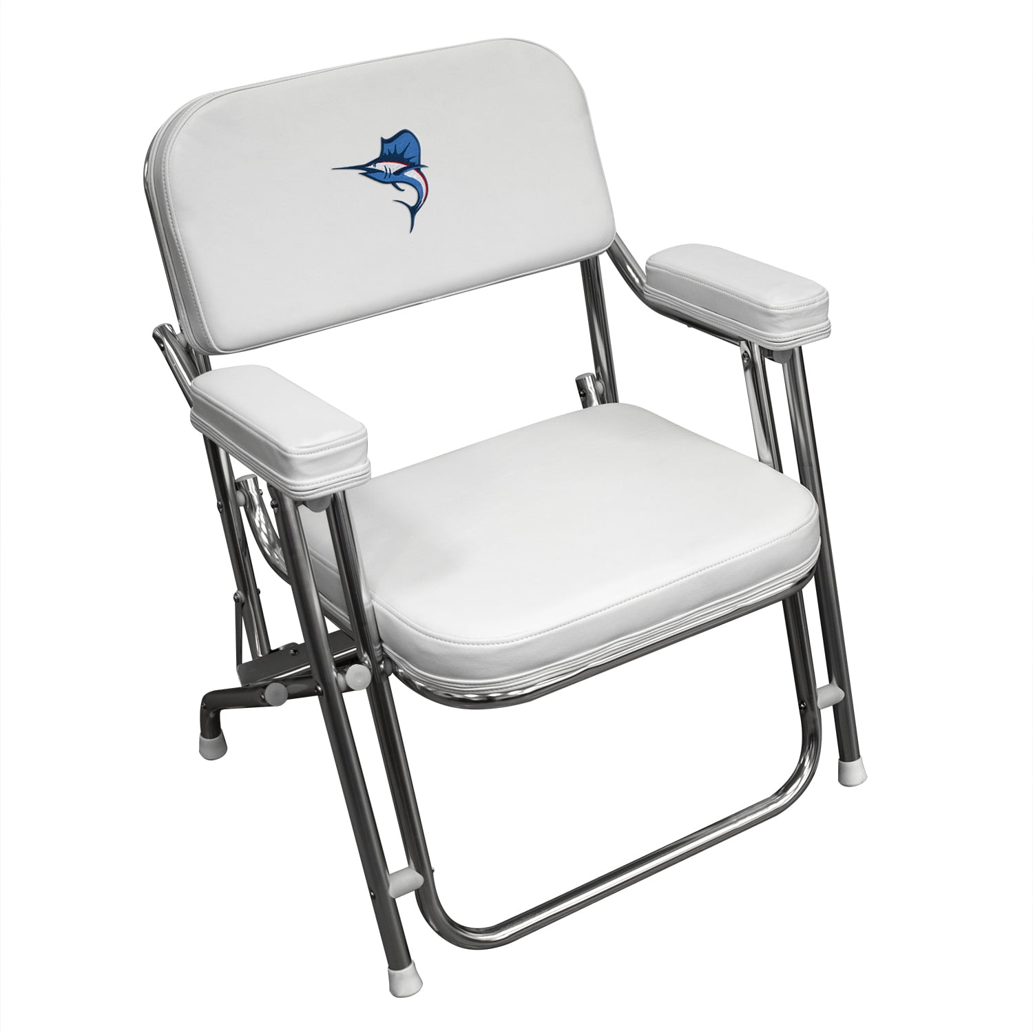 Wise 3319-7841 Boaters Value Folding Deck Chair, White with Embroidered  Sportfish Logo