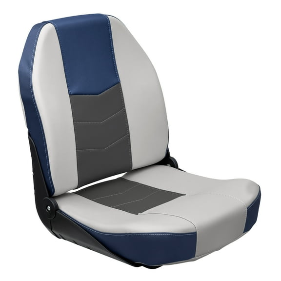 Wise 3340-1789 Quantum Series Fold Down Fishing Boat Seat, Mariner Blue / Charcoal / Marble Grey